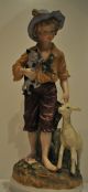 Vintage Porcelean Young Lady With Lamb And Cat Great Details 12  High /numbered Figurines photo 1