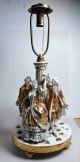 Antique Royal Vienna Porcelain 29” Figural Lamp Centerpiece Rococo Dancers Figurines photo 1