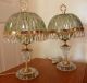 Elegant Victorian Style End Table Lamps With Glass Shade And Prisms Lamps photo 4