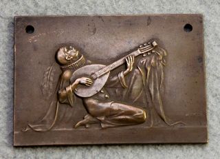 Antique 1923 Art Nouveau Decorative Bronze Plaque 
