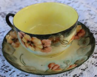 Vintage Flowered Demitasse Haviland Tea Cup And Saucer Collector Set France 2 photo