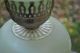Vintage Antique Hurricane Lamp Pair Green Shabby Glass Globe Chic Lamps photo 9