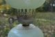 Vintage Antique Hurricane Lamp Pair Green Shabby Glass Globe Chic Lamps photo 11