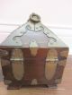 Antique Vtg Footed Asian Wood Tea Trinket Box With Brass Boxes photo 3