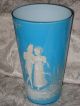 Lovely Vintage Teal Victorian Vase / Mary Gregory Style / Antique White Enamel Vases photo 1