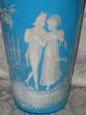 Lovely Vintage Teal Victorian Vase / Mary Gregory Style / Antique White Enamel Vases photo 3