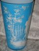 Lovely Vintage Teal Victorian Vase / Mary Gregory Style / Antique White Enamel Vases photo 5