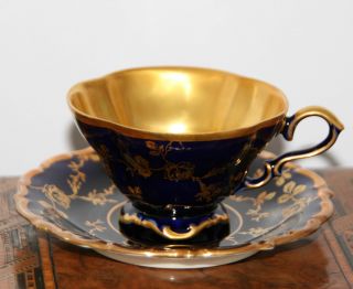 Cobalt Blue & Gold Lindner Cup & Saucer photo