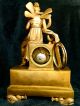 Antique Empire Clock By Japy,  Gilded Bronze Statue Of Artemis,  Circa 1880,  18.  5 