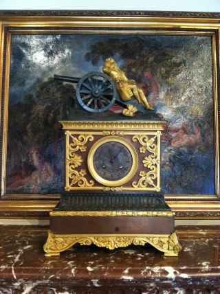 Antique Gillion French Empire Gilt Bronze Silk Suspension Mantel Clock - Paris photo