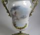 Antique Hand - Painted Porcelain & Brass Urn Covered Jar With Griffins Urns photo 2