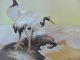 Stunning Vinatge Signed Japanese Mixed Metal Highly Deatail Cranes Plaque Tile Other photo 1