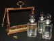 Antique Cristal,  Wood And Brass Tantalus Set,  With Three Decanters Decanters photo 2