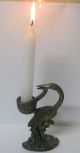 Antique Brass Stork Candlestik Made In Italy 11cm Metalware photo 2