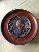 Stunning Antique Cameo Wall Plate Vienna Bronze Geschutzt Signed L.  B. Metalware photo 2