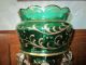 Pair Antique Bohemian Glass Mantle Lustre Lamps Vict.  Emerald Green Lamps photo 2