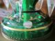 Pair Antique Bohemian Glass Mantle Lustre Lamps Vict.  Emerald Green Lamps photo 6