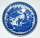 Worcester Flow Blue 18c Porcelain Bowl Fisherman Cormorant Rare 1770s Bowls photo 1