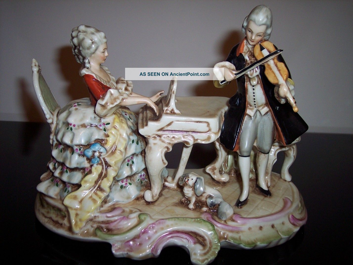 Antique Porcelain Unger Schneider 1859 Musicans At Piano Lk Dresden Stunning Figurines photo