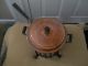 Antique Copper Chafing Dish On A Black Wrought Iron Stand With Burner Metalware photo 1