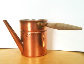 Vintage French Copper Hot Chocolate Pot Tin Lined Wood Handle photo