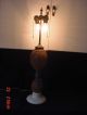 Anitque Porcelian Base Glass Cained 2 Light Table Desk,  Foyer Spigot Lamp Lamps photo 3