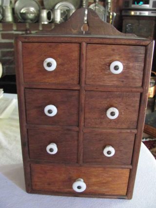 An Early Signed Vermont Farmhouse Wooden Spice Apothecary Cabinet Cupboard Aafa photo