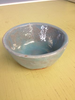 Hazel Johnson Hannell Blue Pottery Bowl Miniature Piece Ceramic photo