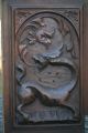 19th C.  Gothic Oak Relief Carved Panel With Gargoyle Carving Carved Figures photo 2