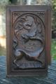 19th C.  Gothic Oak Relief Carved Panel With Gargoyle Carving Carved Figures photo 5