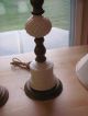 Vintage White Milk Glass Hobnail & Wood Electric Table Lamp Lamps photo 3