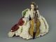 Large Antique Volkstedt German Porcelain Dresden Lace Lady With Cello Figurine Figurines photo 2