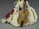 Large Antique Volkstedt German Porcelain Dresden Lace Lady With Cello Figurine Figurines photo 4