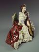 Large Antique Volkstedt German Porcelain Dresden Lace Lady With Cello Figurine Figurines photo 6