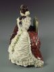 Large Antique Volkstedt German Porcelain Dresden Lace Lady With Cello Figurine Figurines photo 8