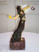 Art Deco Patinated Spelter Figure Of A Dancer With Faux Ivory Arms,  Legs & Face Metalware photo 2