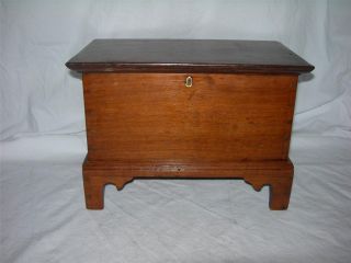 Antique Miniature Blanket Chest Box Dovetailed Jewelry photo