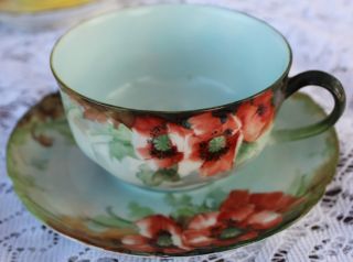 Vintage Flowered Demitasse Haviland Tea Cup And Saucer Collector Set France 3 photo