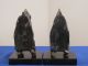 Metal Bookends Antique On Black Marble Metalware photo 3