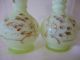 Antique / Vintage - Pair Of Victorian Hand - Painted Green Glass Jugs Vases photo 1