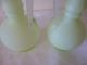 Antique / Vintage - Pair Of Victorian Hand - Painted Green Glass Jugs Vases photo 3