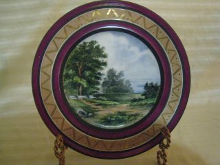 Antique Plate - 1876 Scenic View Of Derbyshire England 8 1/2: - Cran/gold photo