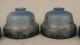 Set Of 4 Moe Bridges Reverse Painted Scenic Lamp Shades Chipped Ice Lamps photo 2