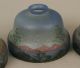 Set Of 4 Moe Bridges Reverse Painted Scenic Lamp Shades Chipped Ice Lamps photo 5