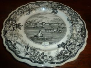 Rare Clews Historical Staffordshire Black & White Pittsburgh Plate Ca.  1820 photo