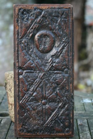 & Orig.  16th C.  Oak Carved Wooden Rectangular Panel With Provenance C1540 photo