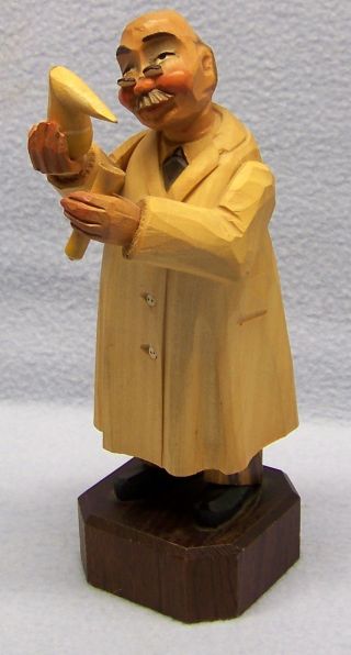 Antique Wood Carving From Italy - - Scientist With Lab Flasks - - 1940s? 7 
