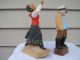 Norwegian Wooden Hand Carved Hand Painted Figures Folk Art Norway Carved Figures photo 1