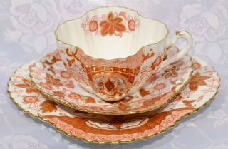 Rare Antique Wileman Shelley Tea Cup Saucer Plate Alexandra Shape Trio Set 1890 photo