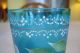 Hand Blown And Hand Painted Blue Pitcher And 5 Matching Glasses,  Maybe Fenton Pitchers photo 4